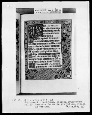Stundenbuch — Initiale D (eus) und Vollbordüre, Folio 53recto