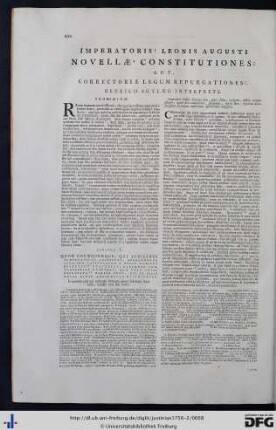 Imperatoris Leonis Augusti Novellae Constitutiones.