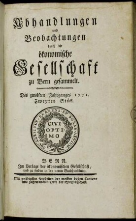 Des zwölften Jahrganges 1771. Zweytes Stük.