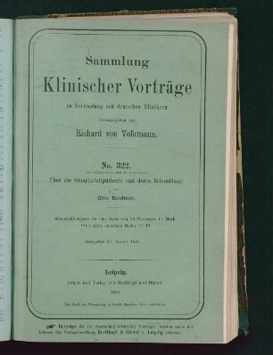 Über die Scharlachdiphtherie und deren Behandlung