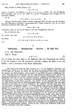 4. Subtraction. - Multiplication. - Division. - Die Zahl Null.