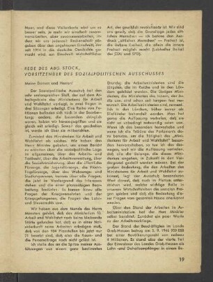 Rede Des Abg. Stock, Vorsitzender Des Sozialpolitischen Ausschusses
