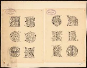 Verzierte Buchstaben: Details der Buchstaben A-M
