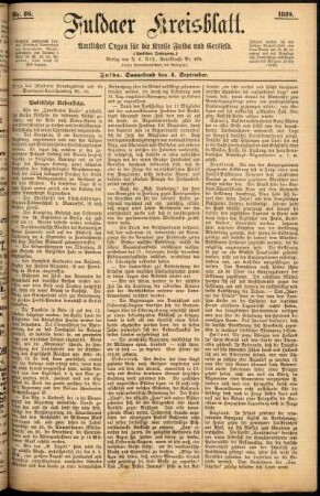 Erste Ausgabe vom Samstag, den 04. September 1880.
