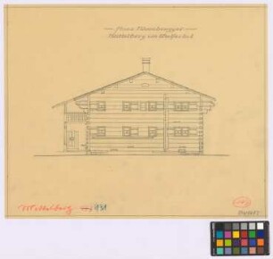 Mittelberg (Kleinwalsertal, [Landkreis Sonthofen]): Hof Moosbrugger. Haupthaus (Giebel-Ansicht)