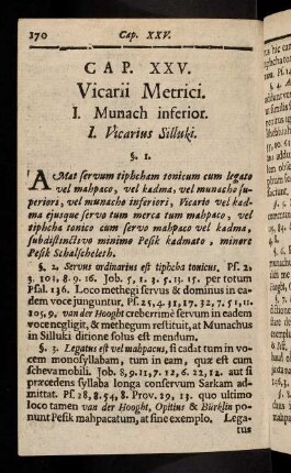 170-180, Cap. XXV. Vicarii Metrici.
