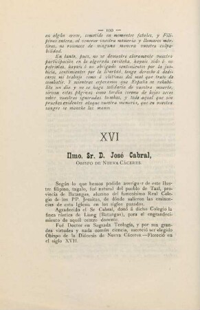 XVI. Ilmo. Sr. D. José Cabral, obispo de Nueva Cáceres