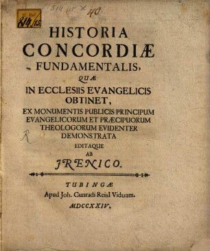 Historia concordiae fundamentalis, quae in ecclesiis evangelicis obtinet