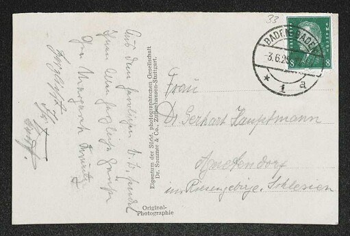 Brief von Margarete Kreutz und Franz Kreutz an Margarete Hauptmann