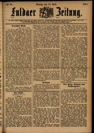 Ausgabe vom Montag, den 30. April 1888.