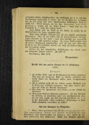 Bericht über den zweiten Umlauf der 12. Abtheilung : (1868)