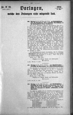 Anlage: zu No.19. (436-443.), Vorlagen, welche den Zeitungen nicht mitgeteilt sind