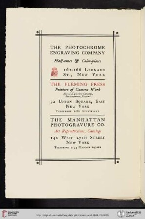 The Fleming Press [Printers of Camera Work]