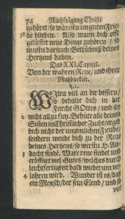 Das XXI. Capitel. Von der wahren Reue/ und ihrer Nutzbarkeit.