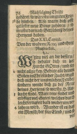 Das XXI. Capitel. Von der wahren Reue/ und ihrer Nutzbarkeit.