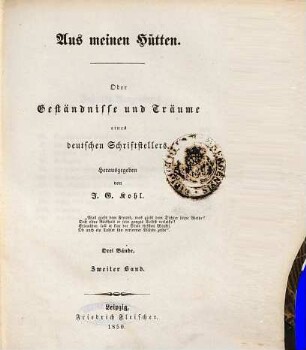Aus meinen Hütten oder Geständnisse und Träume eines deutschen Schriftstellers, 2