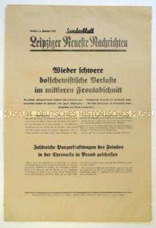 Sonderblatt der "Leipziger Neuesten Nachrichten" zum Kriegsverlauf an der Ostfront und in Nordafrika