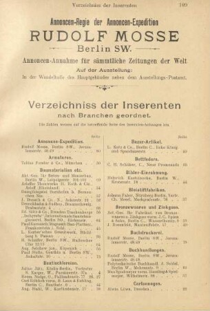 Verzeichniss der Inserenten
