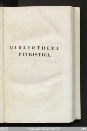 Bibliotheca Patristica.
