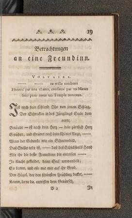 Betrachtungen an eine Freundinn.