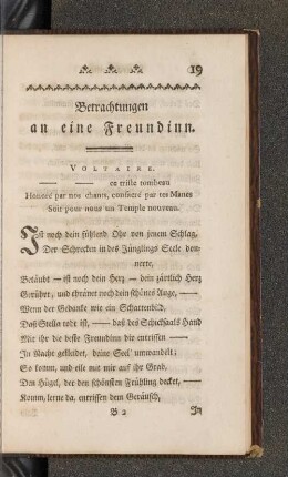 Betrachtungen an eine Freundinn.