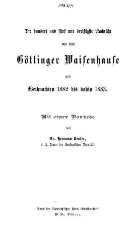 135: Nachricht von dem Göttinger Waisenhause