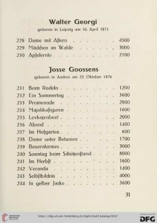 Josse Goossens (Nr.231-244)