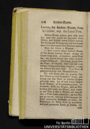 Laurus, der Lorbeer-Baum, franz. le Laurier, engl. the Lorel Tree.