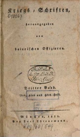 Kriegs-Schriften, 3. 1821