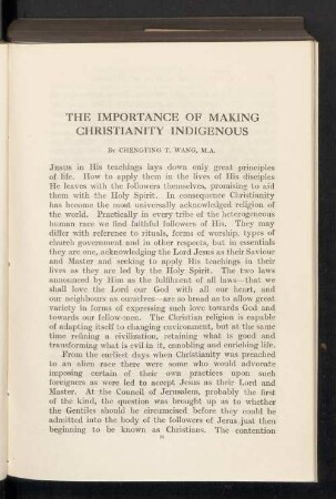 The importance of maiking christianity indigenous