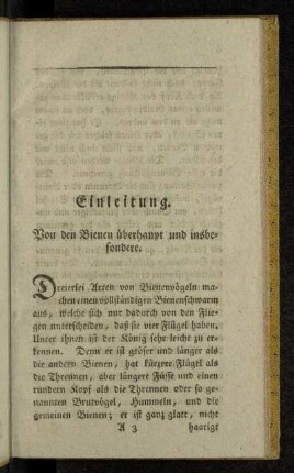 Einleitung. Von den Bienen überhaupt und insbesondere.