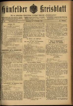 Ausgabe vom Samstag, den 16. November 1918.