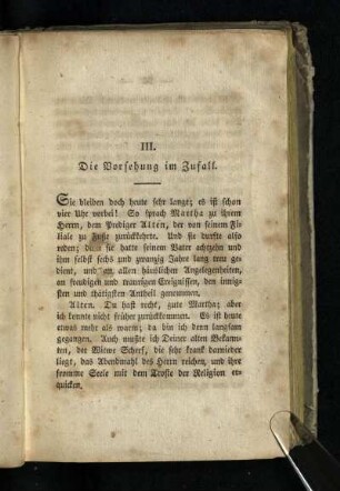 III. Die Vorsehung im Zufall
