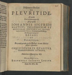Disputatio Medica De Plevritide
