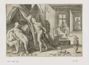 Merkur tritt in Herses Zimmer ein, nachdem er Argaulos in Stein verwandelt hat, Blatt 19 der Folge "Ovids Metamorphosen Buch II"