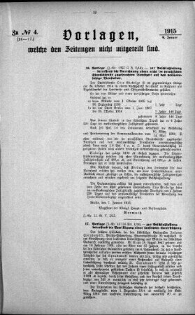 Anlage: zu No.4 (16-17), Vorlagen, welche den Zeitungen nicht mitgeteilt sind