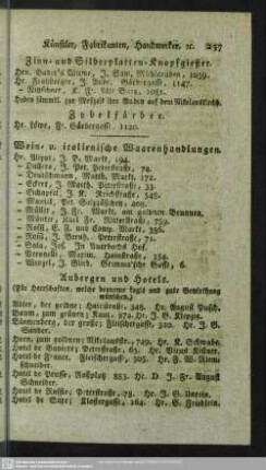 Aubergen, Hotels, Gasthöfe, …