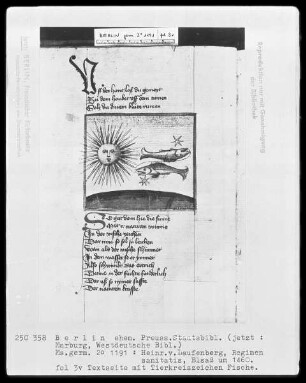 Heinrich von Laufenberg, Regimen sanitatis, deutsch — Fische, Folio 3verso