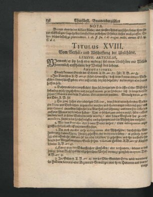Titulus XVIII. Vom Verhäl und Abschaffung der Ubelthäter.