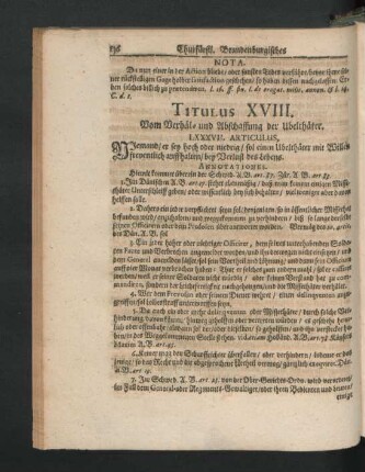 Titulus XVIII. Vom Verhäl und Abschaffung der Ubelthäter.