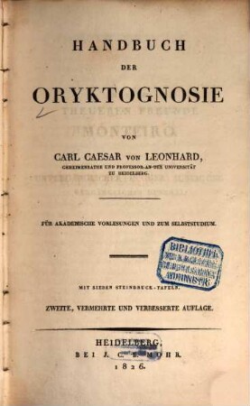 Handbuch der Oryktognosie : für akademische Vorlesungen und zum Selbststudium