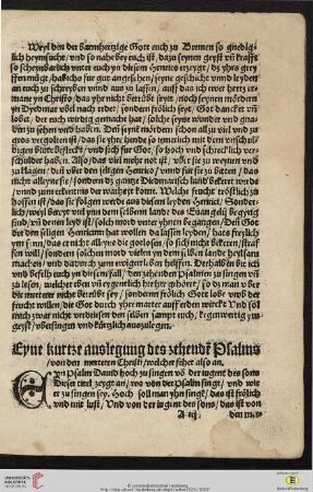 Eyne kurtze auslegung des zehende[m] Psalms