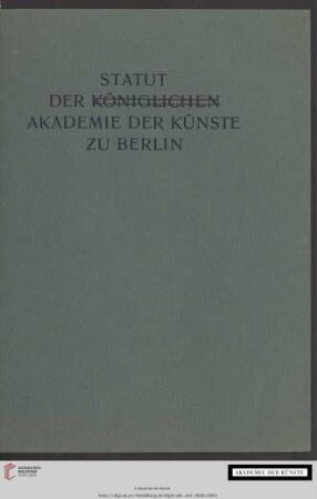 Statut der Königlichen Akademie der Künste zu Berlin