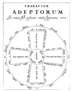 Character Adeptorum In cruce sub sphæra venis sapientia vera.