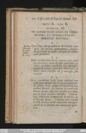 Membrum XII. De Condictione Certi Ex Chirographo, Et Querela Non Numeratae Pecuniae.