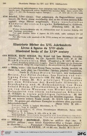 Illustrierte Bücher des XVI. Jahrhunderts- Livres à figures du XVIe siècle- Illustrated books of the XVIth century (Nr. 4508-4557)