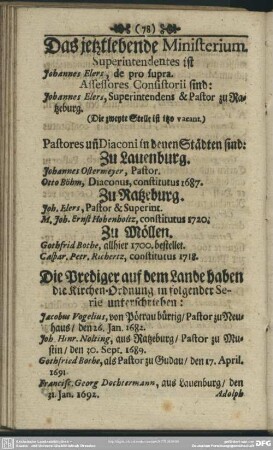 Das jetztlebende Ministerium