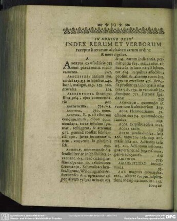 Index Rerum Et Verborum recepto literarum alphabeticarum ordine & more digestus