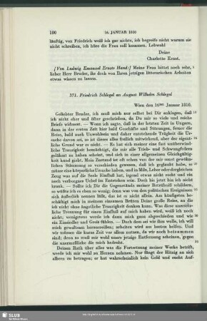 Friedrich von Schlegel an August Wilhelm von Schlegel, Wien, 16.01.1810