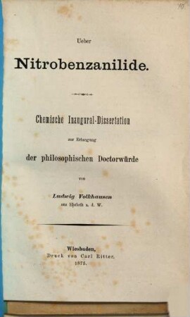 Ueber Nitrobenzanilide : Inaug. Diss.